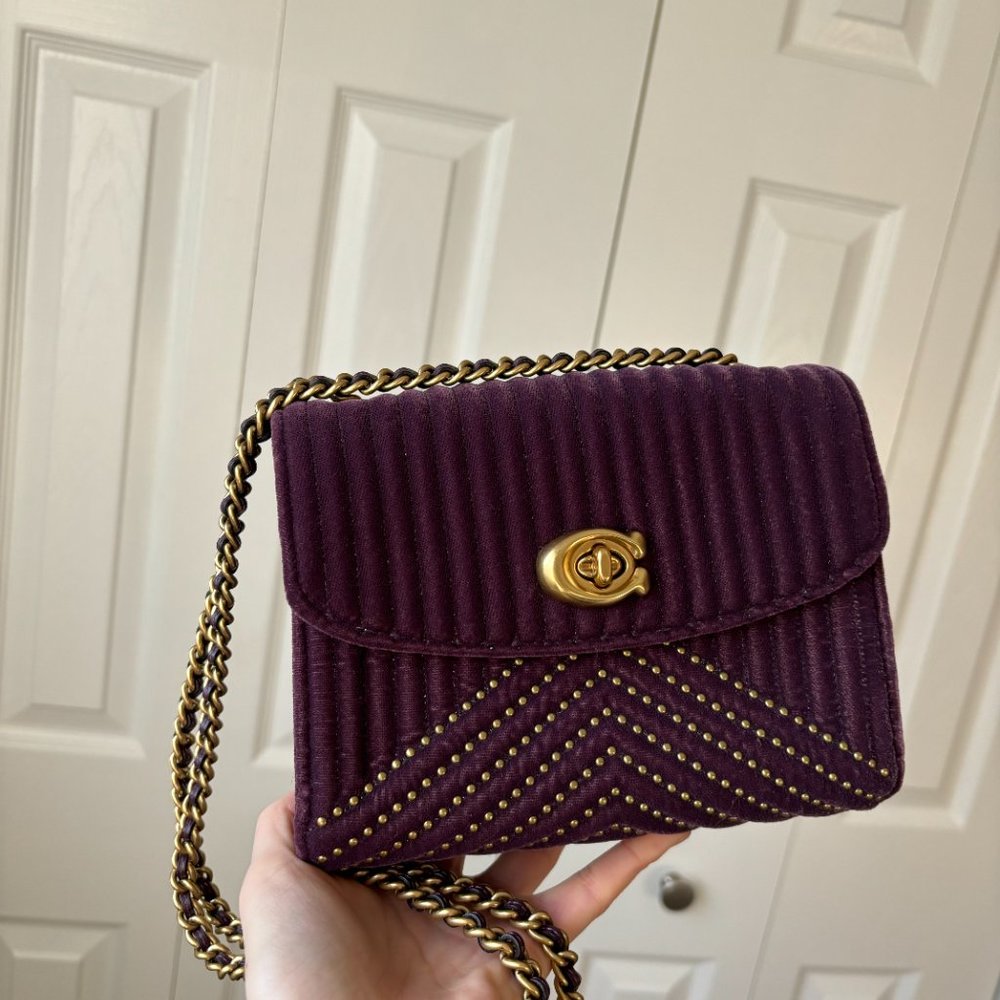 Coach Parker 18 in velvet with rivets